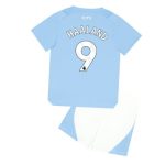 Erling Haaland #9 Manchester City Hjemmebanesæt Børn 2023-24 Kort ærmer + korte bukser