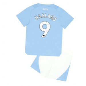 Erling Haaland #9 Manchester City Hjemmebanesæt Børn 2023-24 Kort ærmer + korte bukser