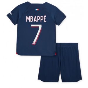 Kylian Mbappe #7 Paris Saint-Germain PSG Hjemmebanesæt Børn 2023-24 Kort ærmer + korte bukser