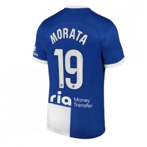 Alvaro Morata #19 Atletico Madrid Udebanetrøje 2023-2024 blå hvid Kort ærmer