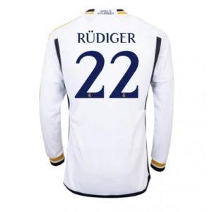 Antonio Rudiger #22 Real Madrid Hjemmebanetrøje 2023-24 hvid Lange ærmer