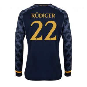 Antonio Rudiger #22 Real Madrid Udebanetrøje 2023-24 sort Lange ærmer til mænd