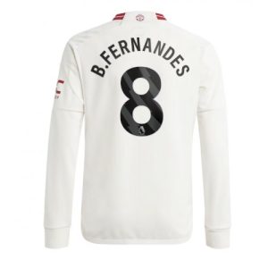Bruno Fernandes #8 Manchester United Tredje trøje 2023-2024 hvid Lange ærmer