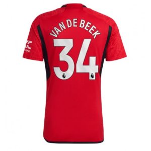 Donny van de Beek #34 Manchester United Hjemmebanetrøje 2023-2024 rød Kort ærmer