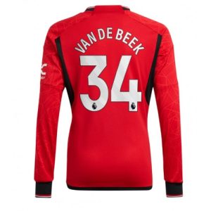 Donny van de Beek #34 Manchester United Hjemmebanetrøje 2023-2024 rød Lange ærmer