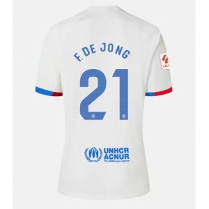 Frenkie de Jong #21 Barcelona Udebanetrøje 2023-2024 hvid Kort ærmer