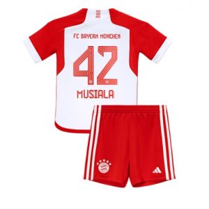 Jamal Musiala #42 Bayern Munich Hjemmebanesæt Børn 2023-24 Kort ærmer + korte bukser
