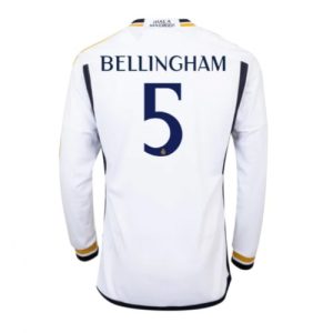 Jude Bellingham #5 Real Madrid Hjemmebanetrøje 2023-24 hvid Lange ærmer
