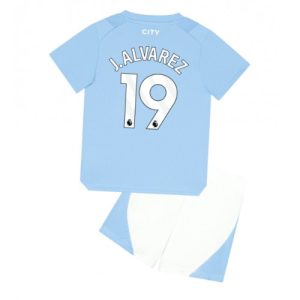 Julian Alvarez #19 Manchester City Hjemmebanesæt Børn 2023-24 Kort ærmer + korte bukser