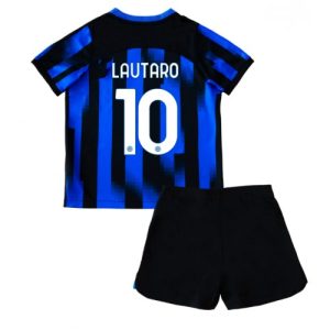 Lautaro Martinez #10 Inter Milan Hjemmebanesæt Børn 2023-24 Kort ærmer + korte bukser