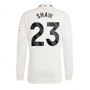 Luke Shaw #23 Manchester United Tredje trøje 2023-2024 hvid Lange ærmer