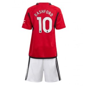 Marcus Rashford #10 Manchester United Hjemmebanesæt Børn 2023-24 Kort ærmer + korte bukser