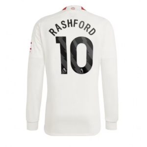 Marcus Rashford #10 Manchester United Tredje trøje 2023-2024 hvid Lange ærmer