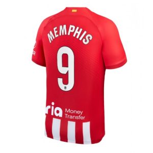 Memphis Depay #9 Atletico Madrid Hjemmebanetrøje 2023-2024 rød Kort ærmer