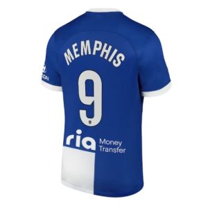 Memphis Depay #9 Atletico Madrid Udebanetrøje 2023-2024 blå hvid Kort ærmer