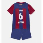 Paez Gavi #6 Barcelona Hjemmebanesæt Børn 2023-24 Kort ærmer + korte bukser