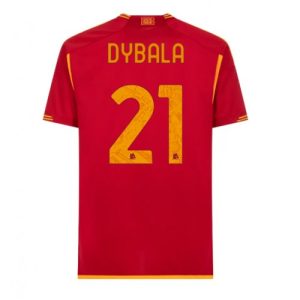 Paulo Dybala #21 AS Roma Hjemmebanetrøje 2023-2024 rød Kort ærmer