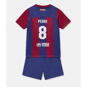 Pedri Gonzalez #8 Barcelona Hjemmebanesæt Børn 2023-24 Kort ærmer + korte bukser