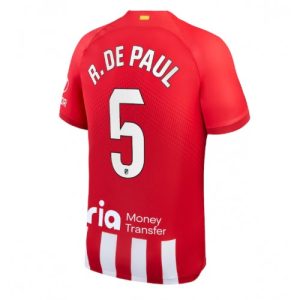 Rodrigo De Paul #5 Atletico Madrid Hjemmebanetrøje 2023-2024 rød Kort ærmer