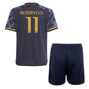 Rodrygo Goes #11 Real Madrid Udebanesæt Børn 2023-24 Kort ærmer + korte bukser