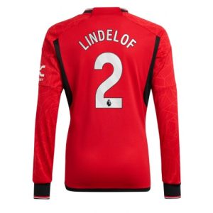 Victor Lindelof #2 Manchester United Hjemmebanetrøje 2023-2024 rød Lange ærmer