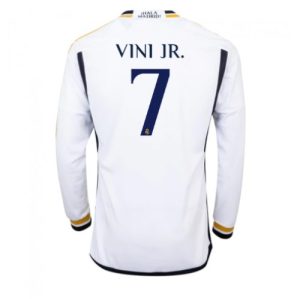 Vinicius Junior #7 Real Madrid Hjemmebanetrøje 2023-24 hvid Lange ærmer
