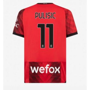 Christian Pulisic #11 Herre AC Milan Hjemmebanetrøje 2023-2024 rød Kort ærmer