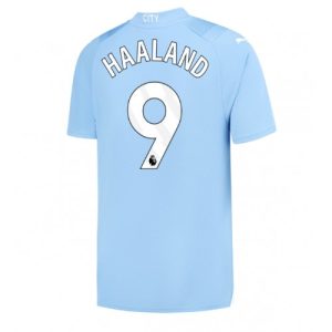 Erling Haaland #9 Manchester City Hjemmebanetrøje 2023-2024 blå Kort ærmer