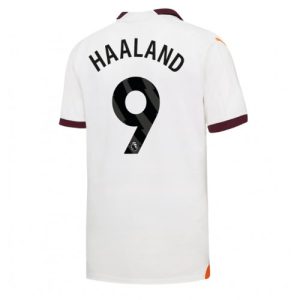 Erling Haaland #9 Manchester City Udebanetrøje 2023-2024 hvid Kort ærmer