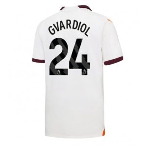 Josko Gvardiol #24 Manchester City Udebanetrøje 2023-2024 hvid Kort ærmer