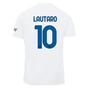 Lautaro Martinez #10 Herre Inter Milan Udebanetrøje 2023-2024 hvid Kort ærmer