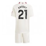 Antony #21 Manchester United Tredje trøje Børn 2023-24 hvid Kort ærmer + korte bukser