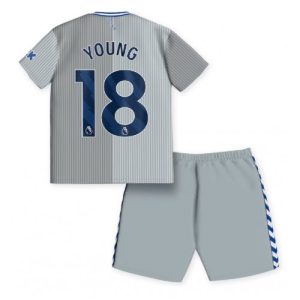 Ashley Young #18 Everton Tredje trøje Børn 2023-2024 grå Kort ærmer + korte bukser