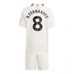 Bruno Fernandes #8 Manchester United Tredje trøje Børn 2023-24 hvid Kort ærmer + korte bukser