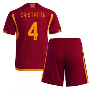 Bryan Cristante #4 AS Roma Hjemmebanesæt Børn 2023-2024 rød Kort ærmer + korte bukser