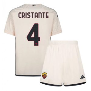Bryan Cristante #4 AS Roma Udebanesæt Børn 2023-2024 hvid Kort ærmer + korte bukser