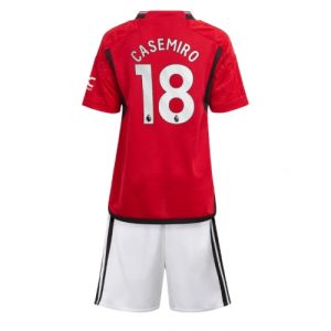 Casemiro #18 Manchester United Hjemmebanesæt Børn 2023-24 Kort ærmer + korte bukser