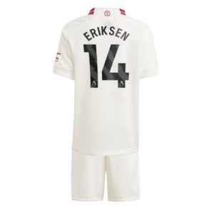 Christian Eriksen #14 Manchester United Tredje trøje Børn 2023-24 hvid Kort ærmer + korte bukser