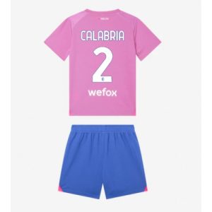 Davide Calabria #2 AC Milan Tredje trøje Børn 2023-24 lyserød Kort ærmer + blå korte bukser