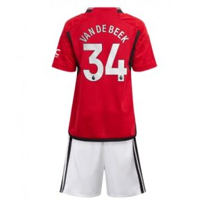 Donny van de Beek #34 Manchester United Hjemmebanesæt Børn 2023-24 Kort ærmer + korte bukser