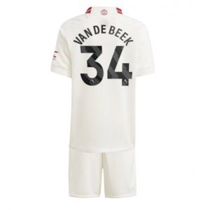 Donny van de Beek #34 Manchester United Tredje trøje Børn 2023-24 hvid Kort ærmer + korte bukser