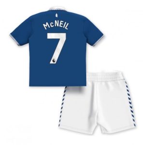 Dwight McNeil #7 Everton Hjemmebanesæt Børn 2023-2024 blå Kort ærmer + hvid korte bukser