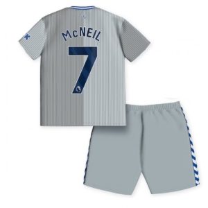 Dwight McNeil #7 Everton Tredje trøje Børn 2023-2024 grå Kort ærmer + korte bukser