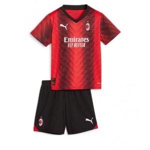 Fodboldtrøjer Danmark AC Milan Hjemmebanesæt Børn 2023-24 rød Kort ærmer + sort korte bukser