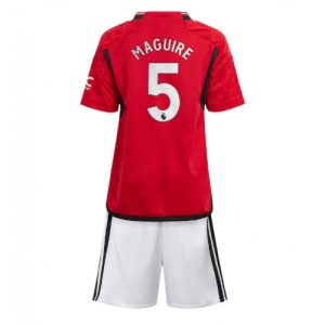 Harry Maguire #5 Manchester United Hjemmebanesæt Børn 2023-24 Kort ærmer + korte bukser