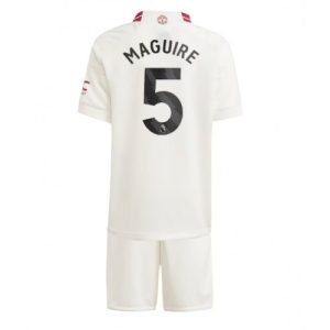 Harry Maguire #5 Manchester United Tredje trøje Børn 2023-24 hvid Kort ærmer + korte bukser