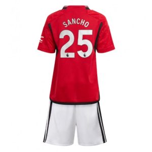 Jadon Sancho #25 Manchester United Hjemmebanesæt Børn 2023-24 Kort ærmer + korte bukser