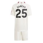 Jadon Sancho #25 Manchester United Tredje trøje Børn 2023-24 hvid Kort ærmer + korte bukser