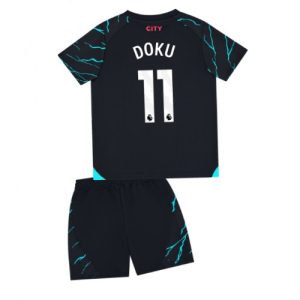 Jeremy Doku #11 Manchester City Tredje trøje Børn 2023-2024 Kort ærmer + korte bukser