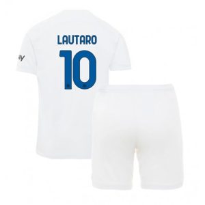 Lautaro Martinez #10 Inter Milan Udebanesæt Børn 2023-2024 hvid Kort ærmer + korte bukser